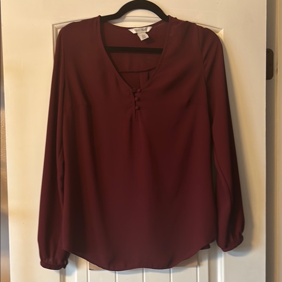 White House Black Market Tops - White House Black Market Red Long Sleeve Buttoned Blouse
